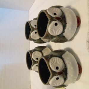 Minor Ware Japanese Pottery Yunomi Chawan Tea Cup Owl